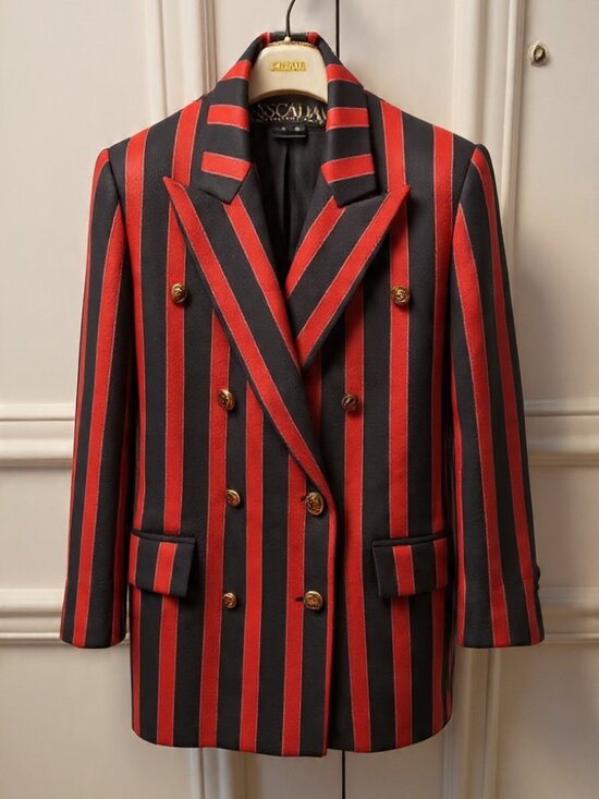 Escada Jackets & Blazers - Vintage ESCADA by Margaretha Ley Red Striped Power Blazer - size 38